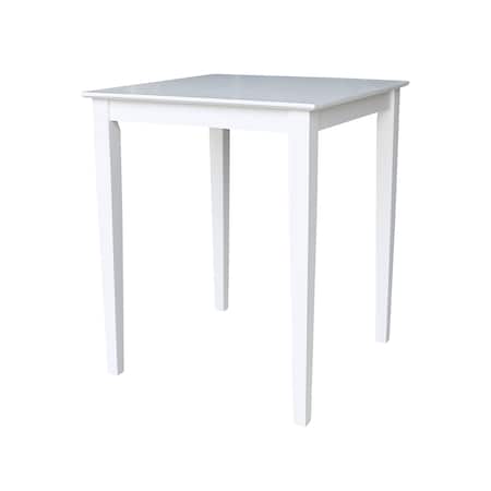 International Concepts Square Solid Wood Top Table, Counter Height, White, 30 W, 30 L, 36 in H, Wood, White K08-3030-36S
